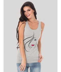 Women’s Grey Printed Sleeveless Top – Casual & Stylish | Boer & Fitch