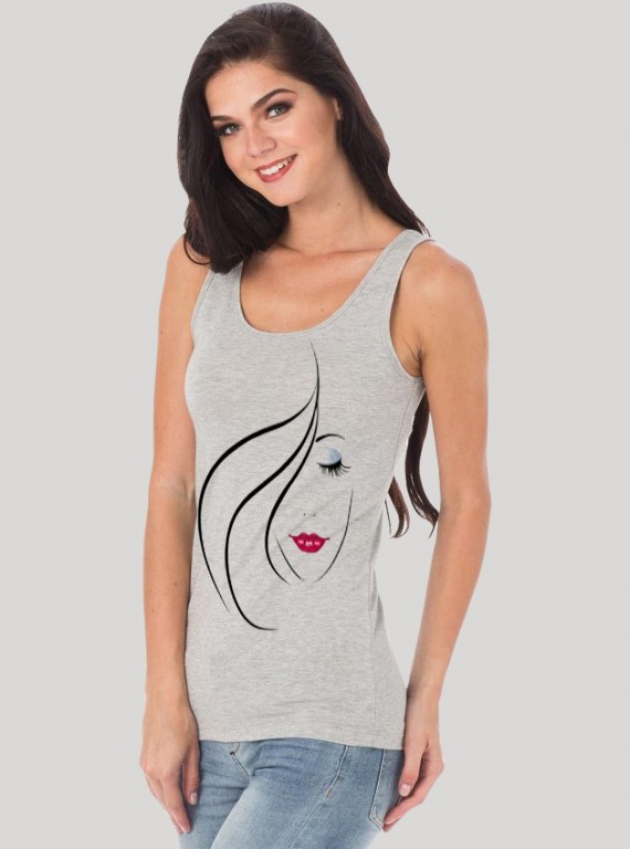 Angel Printed Grey Melange Top