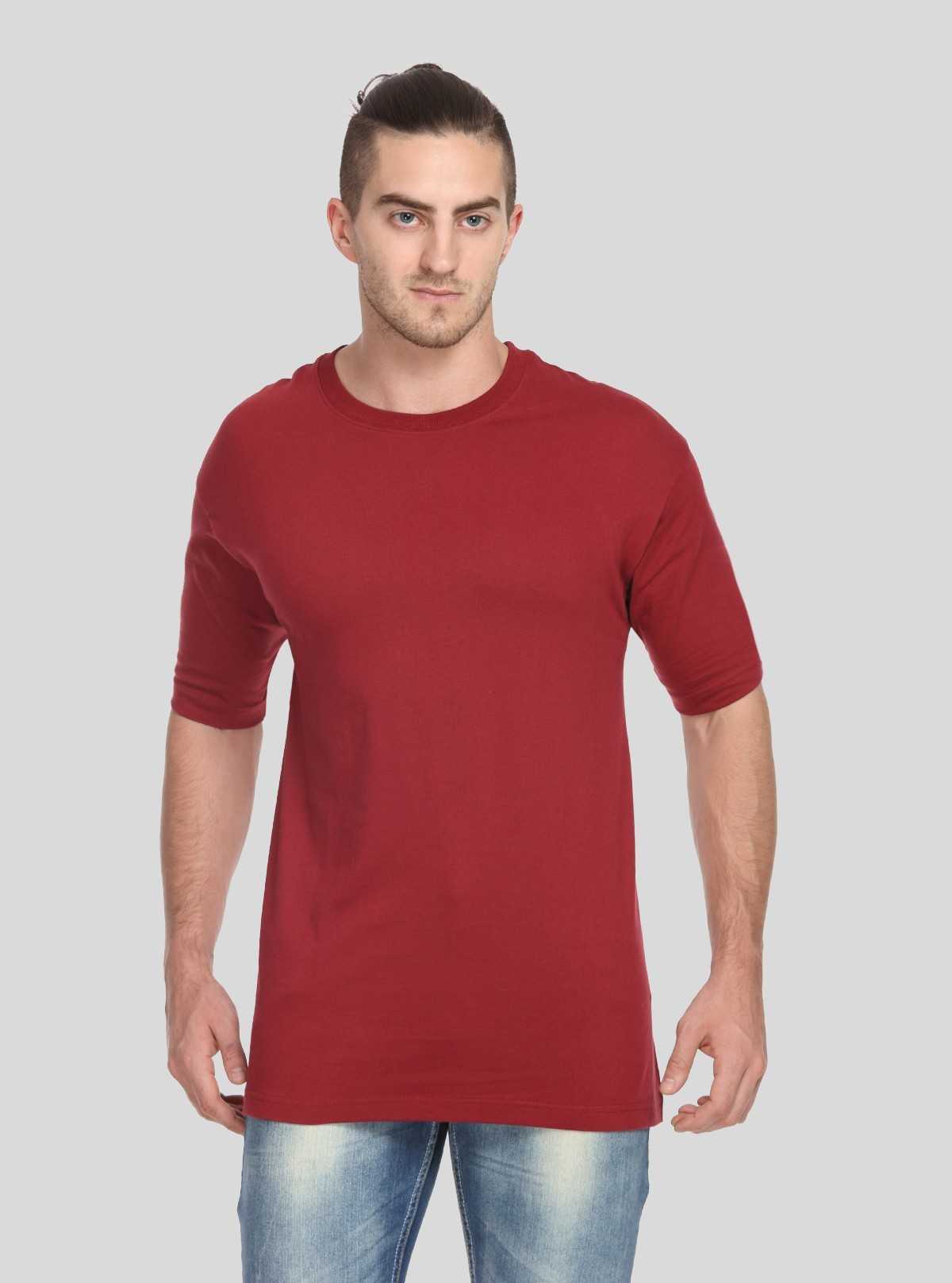 Men's Burgundy Basic Crew Neck T-Shirt – Everyday Style with Bold Color