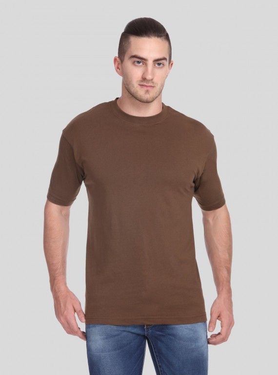 Men’s Brown Basic Crew Neck T-Shirt – Timeless Everyday Comfort