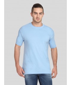 Men's Pastel Blue Basic Round Neck T-Shirt – Soft Color, Everyday Comfort