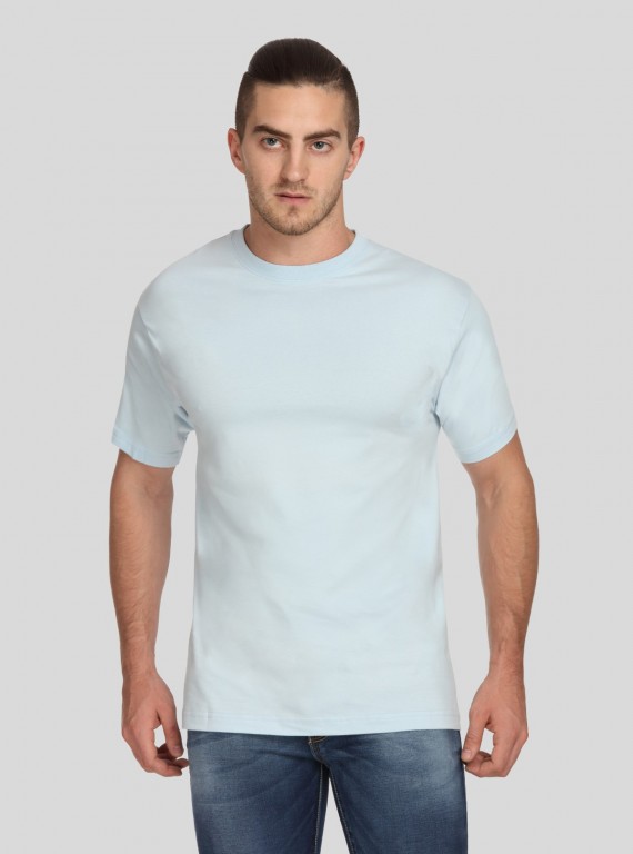 Men's Sea Blue Basic Crew Neck T-Shirt – Cool Comfort with Everyday Style