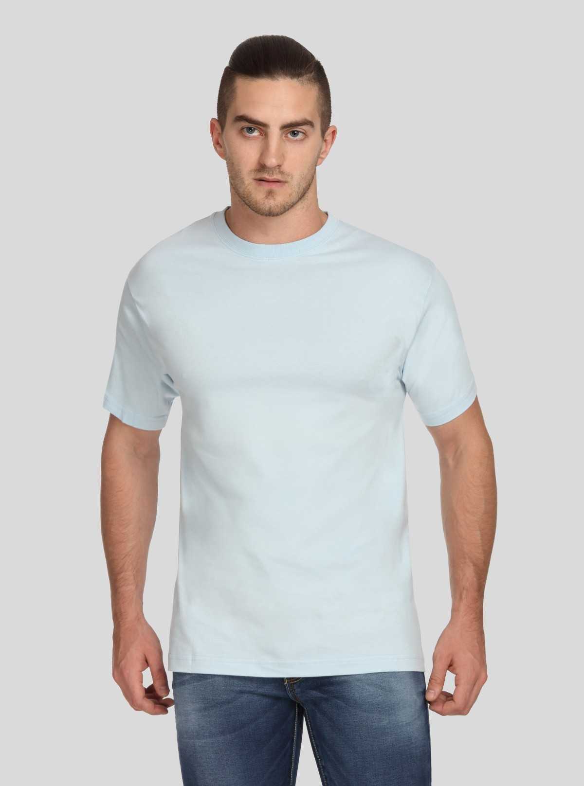 Men's Sea Blue Basic Crew Neck T-Shirt – Cool Comfort with Everyday Style