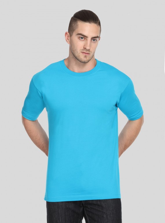 Men's Sky Blue Basic Crew Neck T-Shirt – Light, Cool & Everyday Essential