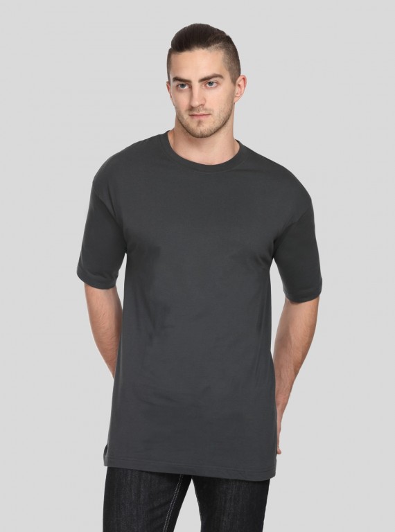 Men's Charcoal Melange Basic Crew Neck T-Shirt – Refined Style & Soft Comfort
