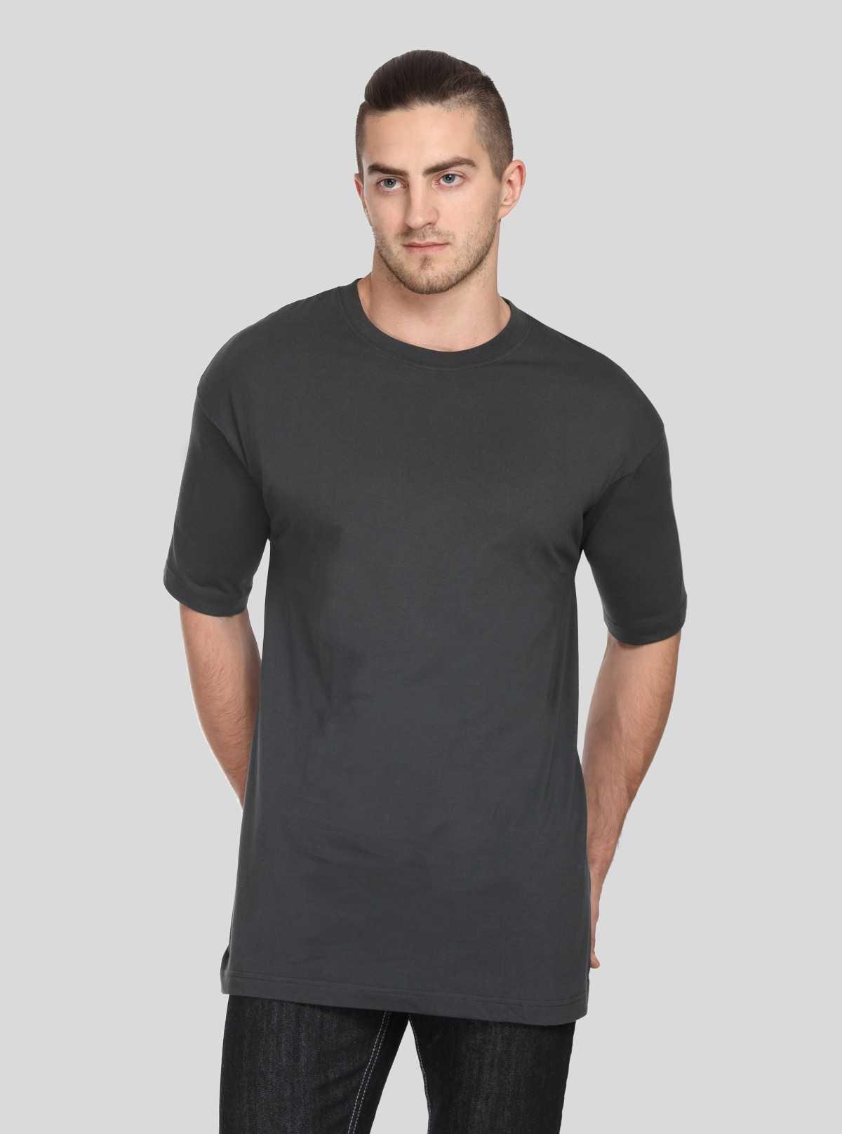 Men's Charcoal Melange Basic Crew Neck T-Shirt – Refined Style & Soft Comfort