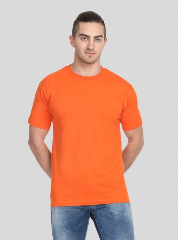 Men's Orange Basic Crew Neck T-Shirt – Vibrant Style, Everyday Comfort