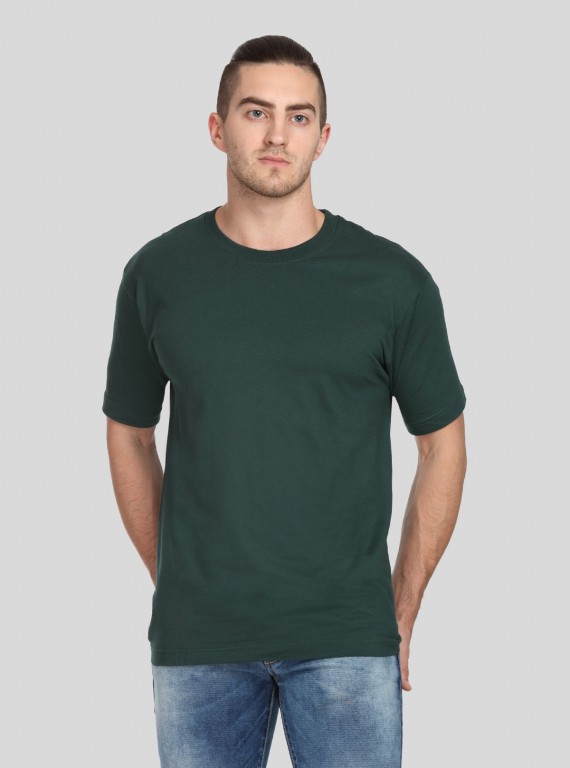 Men's Forest Green Basic Crew Neck T-Shirt – Rich Color, Everyday Comfort
