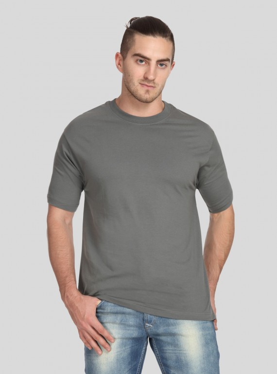 Men's Dark Grey Basic Crew Neck T-Shirt – Timeless Neutral, Everyday Fit