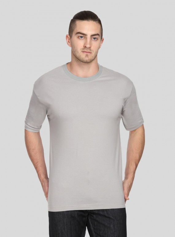Men's Grey Basic Round Neck T-Shirt – Minimalist Style for Daily Comfort