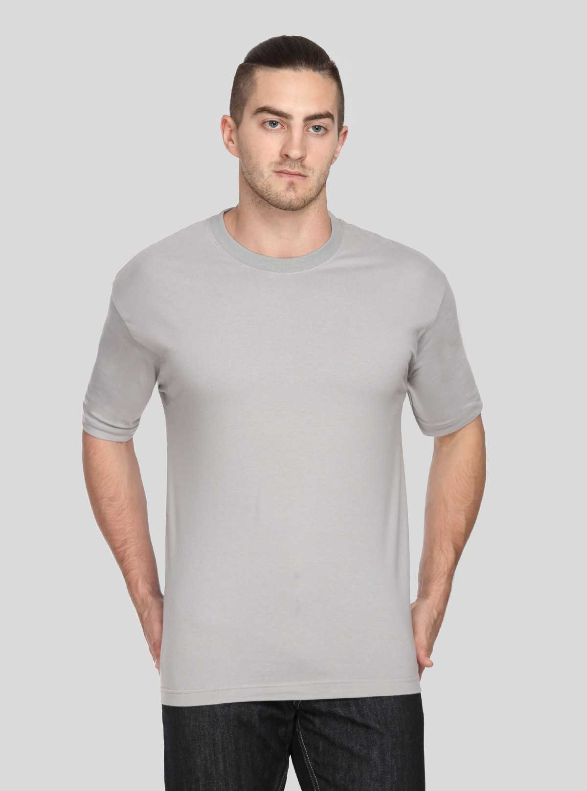 Men's Grey Basic Round Neck T-Shirt – Minimalist Style for Daily Comfort