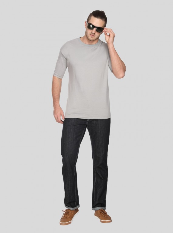 Gris Fonce Basic Crew Neck TShirt