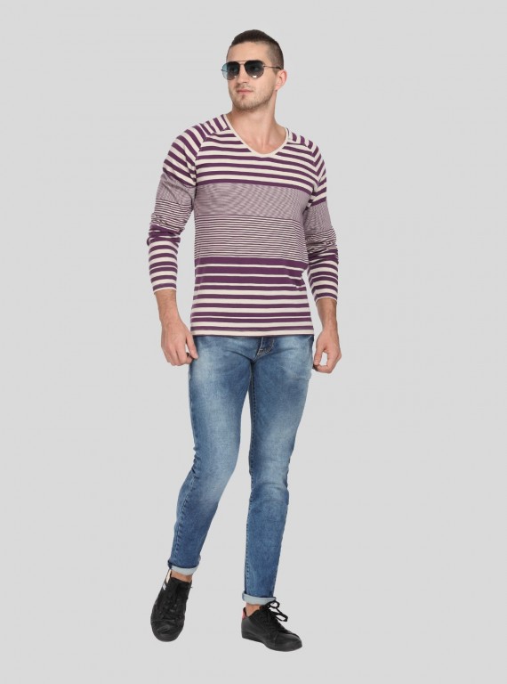 Purple Stripped Long Sleeve TShirt