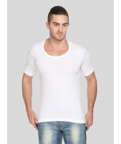 Men’s White Cotton Round Neck Half Sleeve Vest – Everyday Comfort