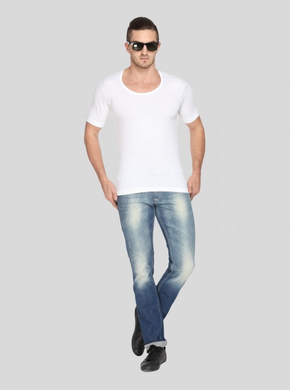 Men Cotton Jersey Vest - White