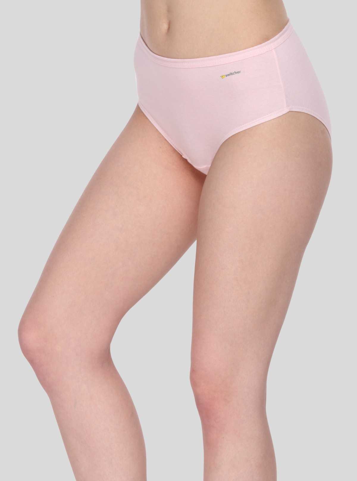 Women’s Pink Cotton Elastane Brief – Soft Stretch Everyday Innerwear