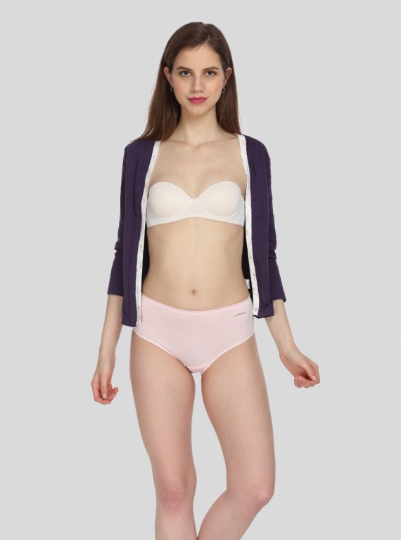 Women’s Pink Cotton Elastane Brief – Soft Stretch Everyday Innerwear