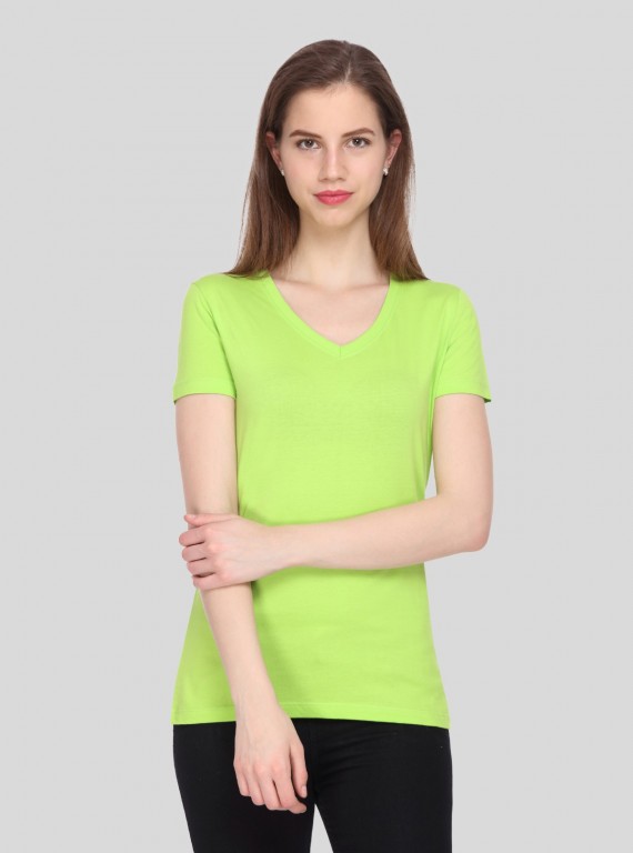 Lime Solid V Neck TShirt