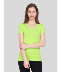 Lime Solid V Neck TShirt