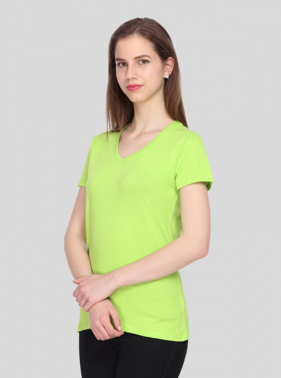 Lime Solid V Neck TShirt