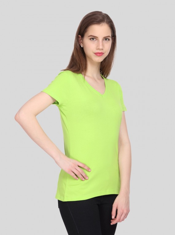 Lime Solid V Neck TShirt