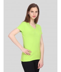 Lime Solid V Neck TShirt