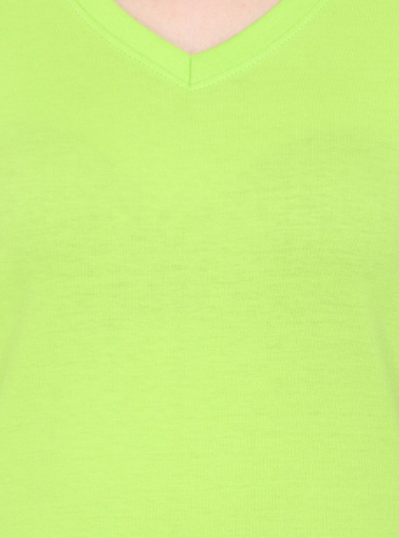 Lime Solid V Neck TShirt