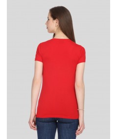 Red Solid V Neck TShirt