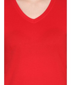 Red Solid V Neck TShirt
