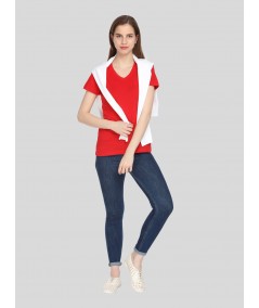Red Solid V Neck TShirt
