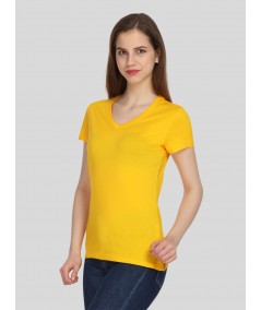 Yellow Solid V Neck TShirt