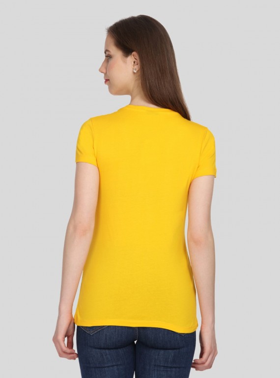 Yellow Solid V Neck TShirt