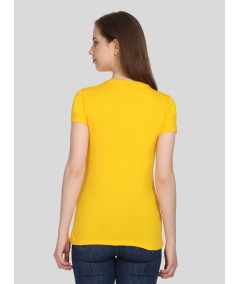 Yellow Solid V Neck TShirt