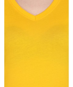 Yellow Solid V Neck TShirt