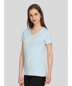 Light Blue Solid V Neck TShirt