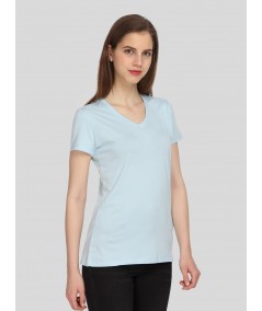 Light Blue Solid V Neck TShirt