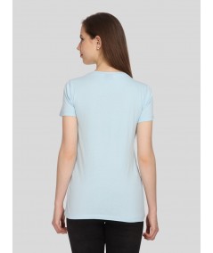 Light Blue Solid V Neck TShirt