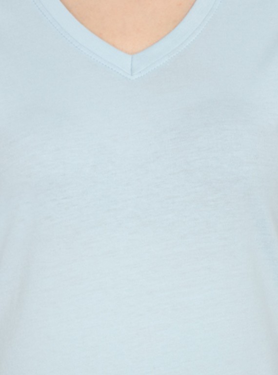 Light Blue Solid V Neck TShirt