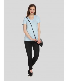 Light Blue Solid V Neck TShirt