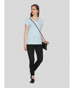 Light Blue Solid V Neck TShirt
