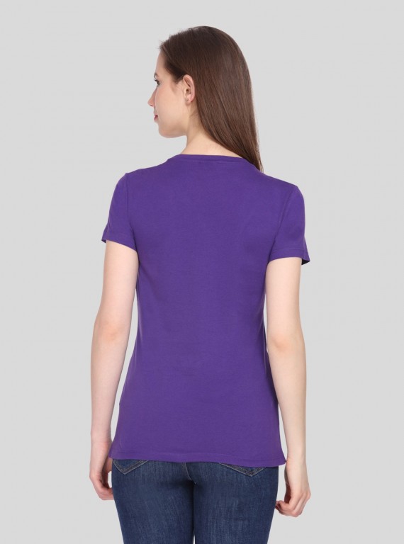 Purple Solid V Neck TShirt