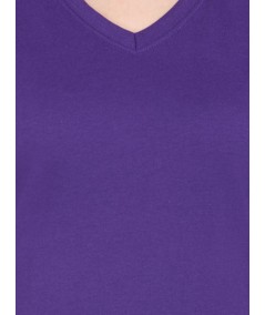 Purple Solid V Neck TShirt