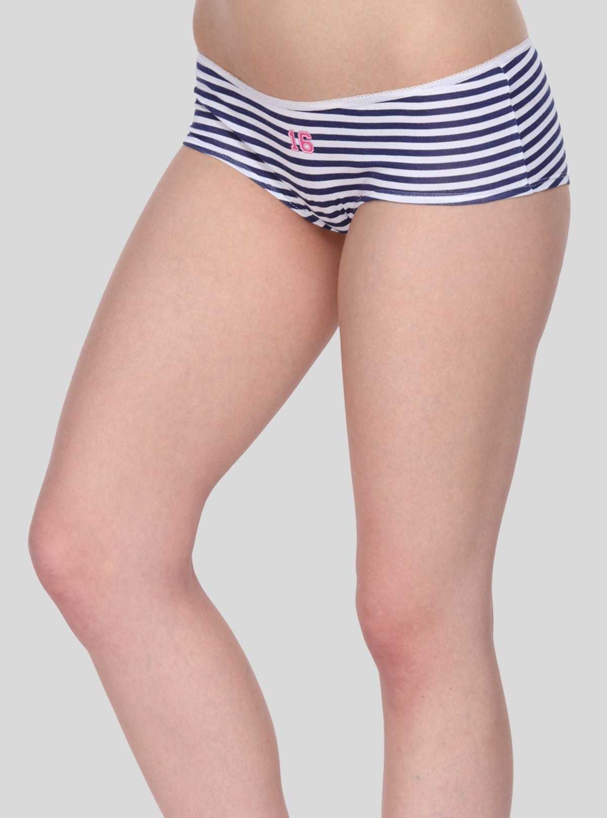 Women’s Navy Stripe Cotton Elastane Brief – Stretch Comfort Innerwear