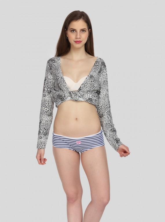 Women’s Navy Stripe Cotton Elastane Brief – Stretch Comfort Innerwear