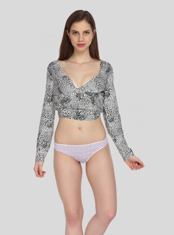 Women’s Purple Stripe Cotton Elastane Brief – Soft Stretch Everyday Comfort