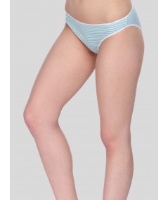 Women's Green Striped Print Brief – Soft Cotton Mid-Rise Panty by Boer and Fitch
