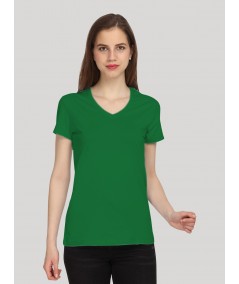 Green Solid V Neck TShirt