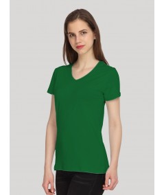 Green Solid V Neck TShirt