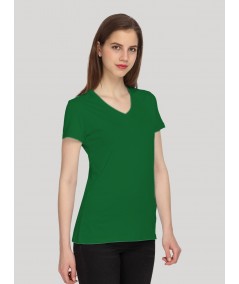 Green Solid V Neck TShirt