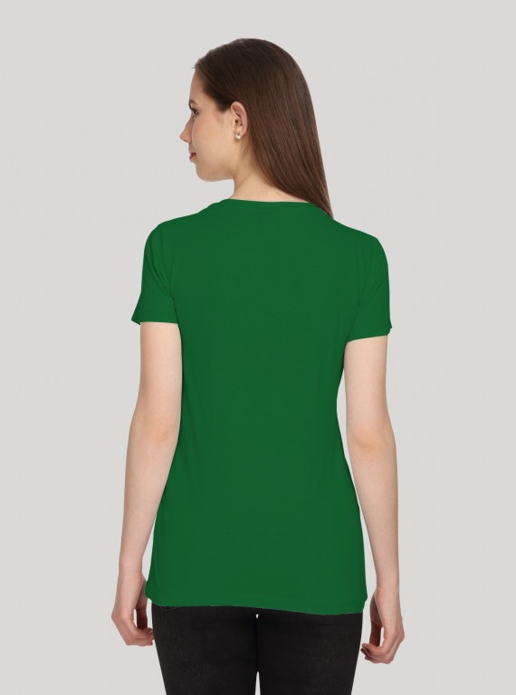 Green Solid V Neck TShirt